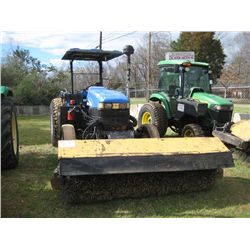 NEW HOLLAND TN70 FARM TRACTOR, S/N 1278190 (02 YR) PTO, 3 PTH, (4) HYD REMOTES, 84" HYD BROOM, CANOP