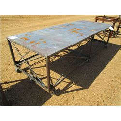 (1) 10'X4' STEEL WORK TABLE ON 6 CASTERS