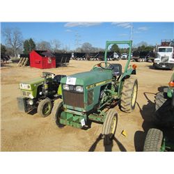 JOHN DEERE 850 FARM TRACTOR, S/N 024718, 3 PTH, PTO, ROLLBAR, DIESEL ENG, METER READING 1,307 HRS