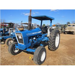 FORD 7600 FARM TRACTOR, S/N C640079, 3 PTH, PTO, REMOTE, CANOPY, 16.9X38 TIRES, METER READING 389 HR