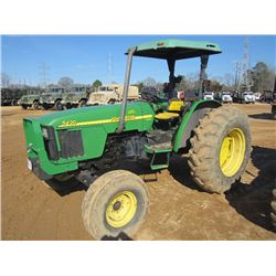 JOHN DEERE 5420 FARM TRACTOR, S/N 142722, 3 PTH, PTO, CANOPY, SYNC SHUTTLE, METER READING 1,473 HRS