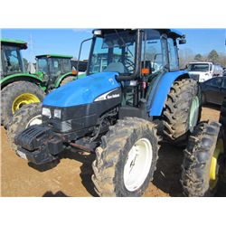 NEW HOLLAND TL100DT 4X4 FARM TRACTOR, S/N 001318440 (04 YR) 3 PTH, PTO, 3 REMOTES, ECAB W/AIR, 18.4R