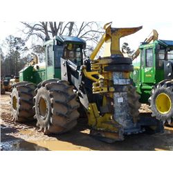 JOHN DEERE 843K FELLER BUNCHER, S/N 638160 (11 YR) SAW HEAD, ECAB W/AIR, 67X34-25 TIRES, METER READI