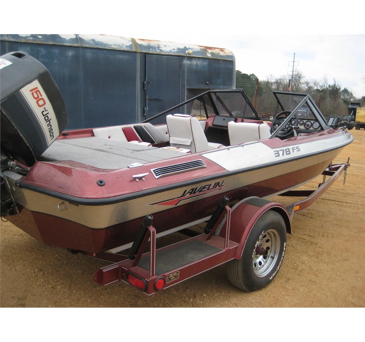 JAVELIN 378 FS BOAT, S/N 3N233213J990, 150 JOHNSON MOTOR, S/A TRAILER