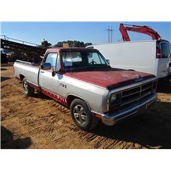 1988 DODGE RAM 150LE PICKUP, S/N 1B7FD14YXJ8606657, V8 GAS ENG, A/T