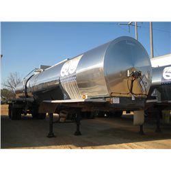 1988 BRENNER STAINLESS T/A TANK TRAILER, S/N 10BFT5219JF008777, 5,600 GAL CAP, 295/75R22.5 TIRES