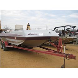 22' HURRICANE BOAT, S/N GDYL3490E585, V6 OMC INBOARD/OUTBOARD MOTOR, 12 PASSENGER, BIMINI TOP, T/A T