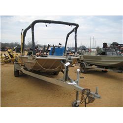 POLARKRAFT 17' ALUMINUM JON BOAT W/60 HP MERCURY ENGINE, S/A TRAILER