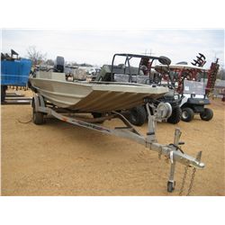 ALUMACRAFRT 16' ALUMINUM BOAT W/OUTBOARD MARINE MOTOR, S/A MAGIC TILT TRAILER