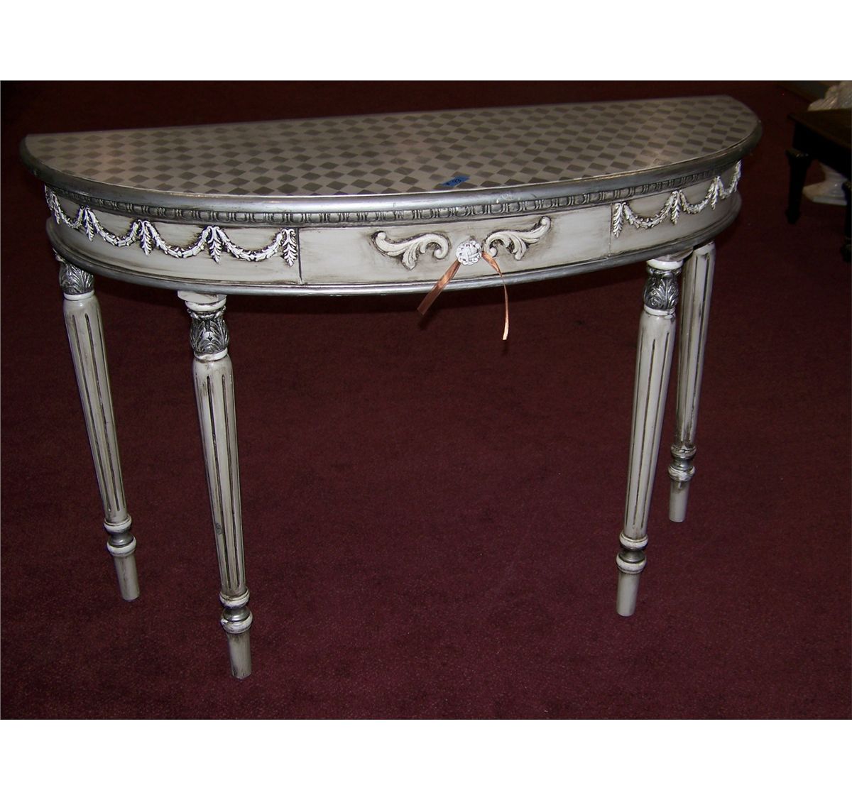 SILVER DESIGNER HALF MOON ENTRY TABLE