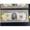 Image 2 : Two 1963 $5 Bills, One Confederate 50 Cent Bill