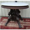 Image 1 : Antique Oval Marble Top Fully Carved Parlor Table