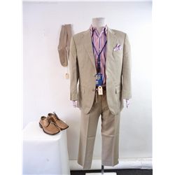Soul Plane Nashawn (Kevin Hart) Khaki Hugo Boss Suit Costume with Purple and Pink Shirt