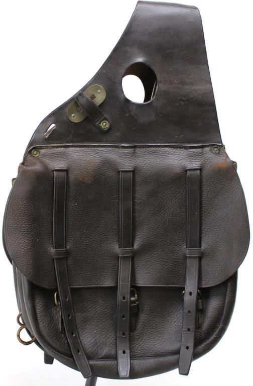 Pair black leather US saddle bags