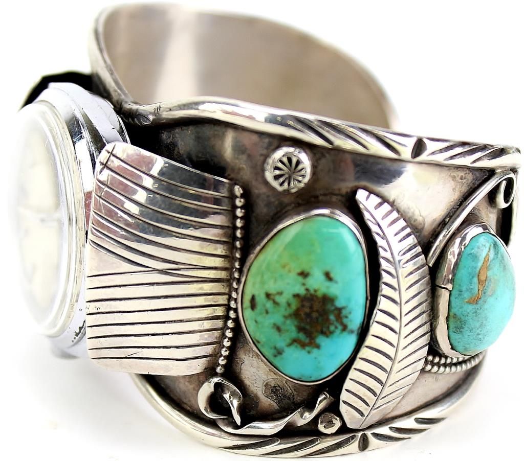 Quality Navajo Mens watch band sterling and
