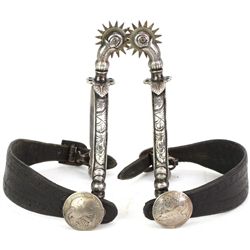 Fine Mexican spurs stamped on inner heel bands