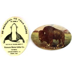 Collection of 2 antique pocket mirrors