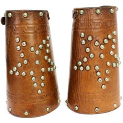 Leather star studded cowboy cuffs