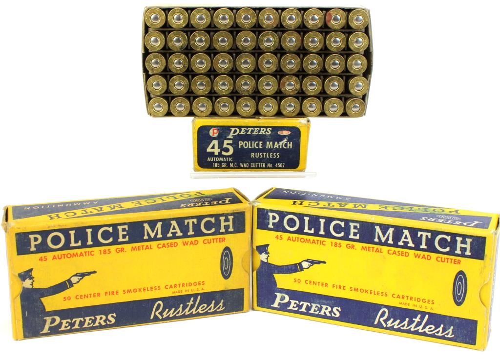 Collection of 3 full boxes 45 Police Match reloads