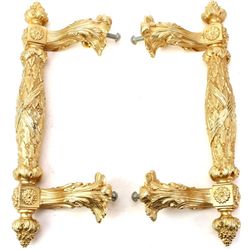Large ornate gold gilded coffin handles