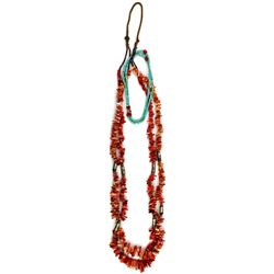 Vintage double strand spiny oyster necklace