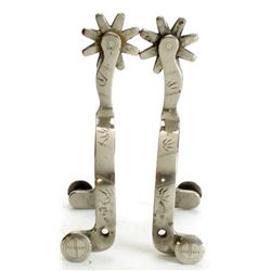 Crockett stamped engraved nickle spurs