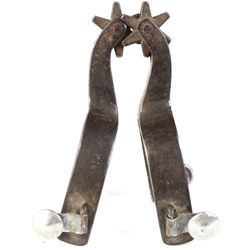Early unmarked spurs with 2 1/2" shank,