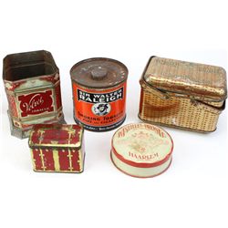 Collection of 5 vintage tins.