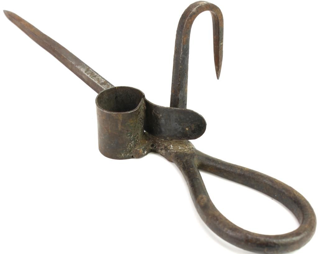 Collection of 2 antique miners candlestick holders