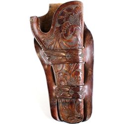 Large floral carved double loop holster