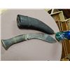 Image 1 : VINTAGE MACHETTE AND SHEATH - WOOD HANDLE WITH BRASS ACCENTS ON HANDLE AND SHEATH REALLY HEAVY WEIGH