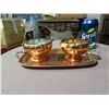 Image 2 : VENETIAN COPPER CREAM AND SUGAR SET WITH TRAY - CANADA MADE