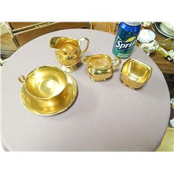 ROYAL WINTON CUP, SAUCER, CREAM, SUGAR AND RIBBED CREAMER