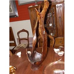 CARVED BURL TREE STUMP BOWL