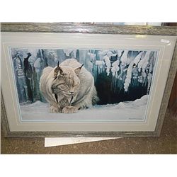 FRAMED PRINT "DOZING LYNX - ROBERT BATEMAN - APPROX. GALLERY VALUE $500.00