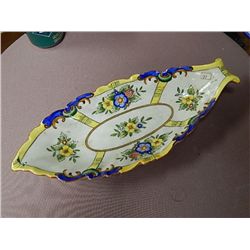 VINTAGE (1920-1940) ART DECO "NORITAKE M" HAND PAINTED CELERY SERVING DISH