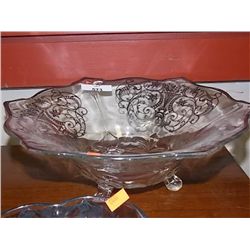 VITNAGE GLASSWARE BOWL WITH STERLING SILVER ACCENTS