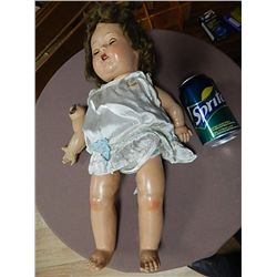 VINTAGE COMPOSITE JOINTED DOLL - WITH CLOTHES - SLEEPING EYES - 1 ARM DETATCHED - RELIABLE (MADE IN 