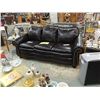 Image 1 : TRADITIONAL STYLE LEATHER SOFA WITH ROLLED ARMS - PILLOW TOP SEATING AND STUBBED ACCENTS - NEW