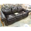 Image 3 : TRADITIONAL STYLE LEATHER SOFA WITH ROLLED ARMS - PILLOW TOP SEATING AND STUBBED ACCENTS - NEW