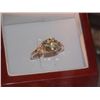 Image 1 : YELLOW TOPAZ RING WITH 6 DIAMONDS IN SILVER