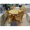 Image 1 : OAK SINGLE PEDESTAL DINING TABLE WITH 1 LEAF