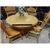Image 2 : OAK SINGLE PEDESTAL DINING TABLE WITH 1 LEAF