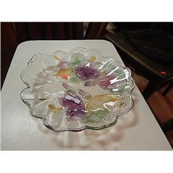 VINTAGE COLORED GLASS TRAY