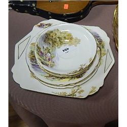 BONE CHINA - SHELLY - "HEATHER" -  ENGLAND - 8 PIECE