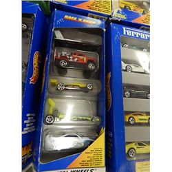 NEW HOT WHEELS - SOME PACKAGES DAMAGED SOME MINT - PACK SET OF 5 CARS - 1 BOX PER LOT