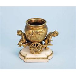 An unusual antique French gilt bronze and mar...