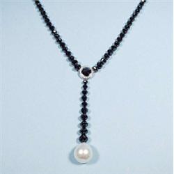 An exceptional black diamond and pearl neckla...