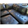 Image 2 : TWO PIECE CHOCOLATE BROWN LEATHER SECTIONAL SOFA SET WITH MATCHING FOOT STOOL