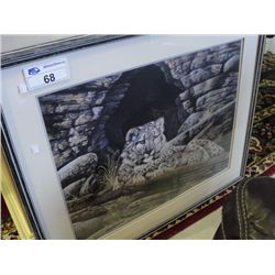 FRAMED LIMITED EDITION SIGNED AND NUMBERED PRINT "WHITE TIGER" BY ARTIST D. SIMS